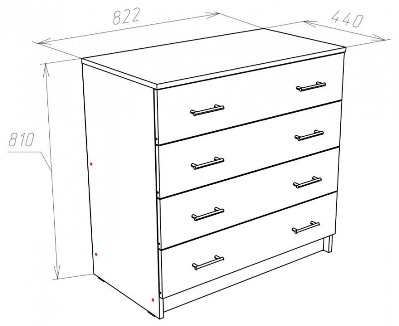 Схема сборки комода 4 ящика